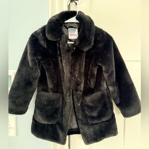 Kensie Girl Plush Black Faux Fur Jacket Sz 7-8